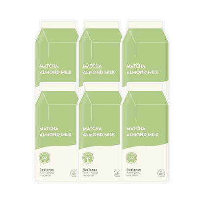 ESW Beauty Matcha Almond Milk - Radiance Plant-Based Milk Face Mask (6-Pack) - Revitalizing with Matcha Green Tea & Sweet Almond for Dull, Uneven Skin - Awakens & Revitalizes