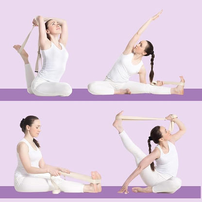 California Yoga Strap | Yoga Belt with Safe Adjustable D-Ring Buckle for Pilates | Stretching Strap | Exercise Bands | Physical Therapy | Improves Sitting Posture