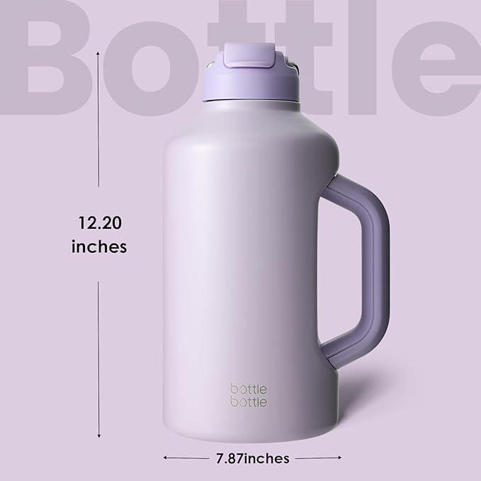 BOTTLE BOTTLE Insulated Water Bottle 64 oz with Straw and Dual-use Lid Stainless Steel Water Bottle with Handle Stainless Steel Jug for Workout Gym Soccer and More Sports purple