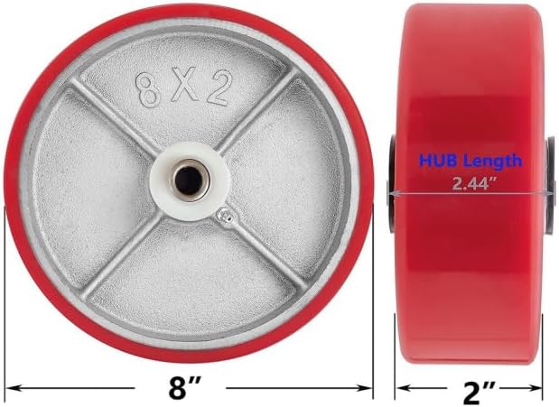 Heavy Duty Casters Wheels 4"5"6"8"DiameterX2"Width Industrial Caster Wheels Polyurethane Wheel with Capacity 800-1,500 lbs/pcs Used in,Trail Jack,Tool Box