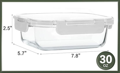 10 Packs 30 oz Glass Meal Prep Containers,Glass Food Storage Containers with Lids,Airtight Glass Lunch Bento Boxes,Microwave, Oven, Freezer and Dishwasher,White