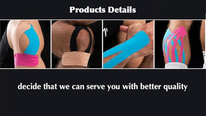 (3 Pack) Kinesiology Tape for Physical Therapy Sports Athletes–Latex Free Elastic Kinetic Tape 16ft Water Resistant Kinetic Uncut Sport Tape for Knee Pain, Shoulder Muscle & Elbow(Black+Blue+Beige)