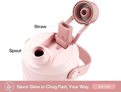 26 oz Insulated Water Bottle with 2-in-1 Straw and Spout Lid, Keep Cold 24H, Leak-Proof, Fits in Car Cup Holder, Stainless Steel Water Bottle for Sports, Travel, Gym, and School (Candy Ripple)