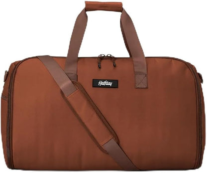 Halfday Convertible 2-in-1 Garment Duffel Weekender Bag 45L | Wrinkle-Free Travel, Hanging Suit Compartment, Shoe Pockets, Trolley Sleeve. Durable & Water-Resistant Carry-On, Terracotta