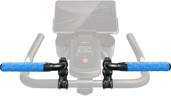 Handlebar Extender for Peloton Indoor Exercise Bikes, 1 Pair of Ultimate Handlebar Extension of Peloton Accessories (Bull-horn (with Blue Tapes))