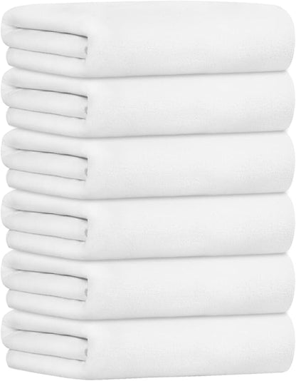 JML Bath Towels, Large Microfiber Bathroom Towel Set 6 Pack 30" x 60", Soft Absorbent Microfiber Body Towels for Adult, White