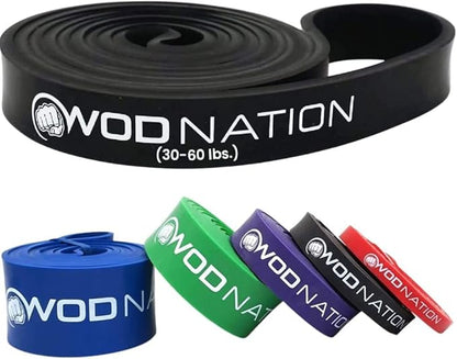 WOD Nation Pull Up Assistance Bands (10-175lbs Band) - Best for Pullup Assist, Chin Ups, Resistance Bands Exercise, Stretch, Mobility Work & Serious Fitness - 41 inch Straps
