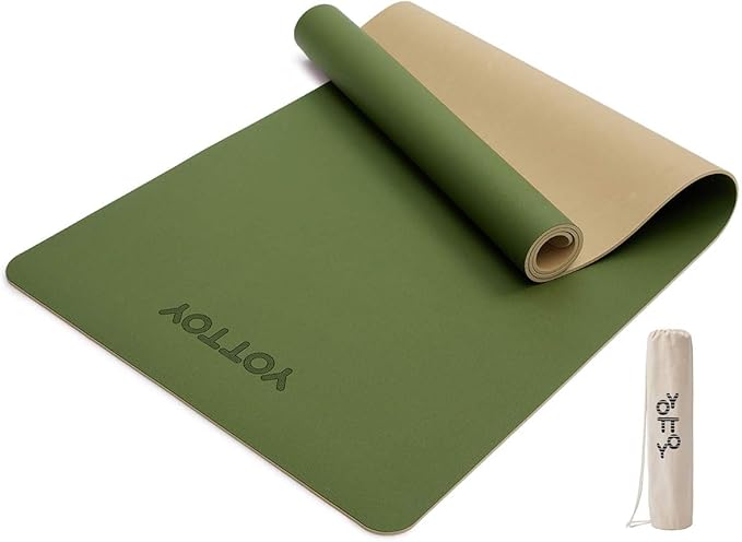YOTTOY Yoga Mat,Non-Slip Hot Yoga Mat with Anti-Tear Design and Friendly Natural Rubber Mat with Strap and Bag