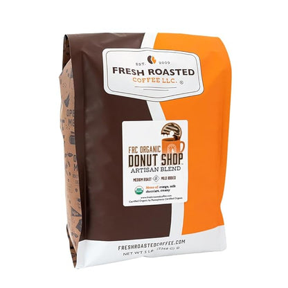 Fresh Roasted Coffee, Organic Donut Shop | USDA Organic, Kosher | Medium Roast 5 lb (80 oz) Whole Bean