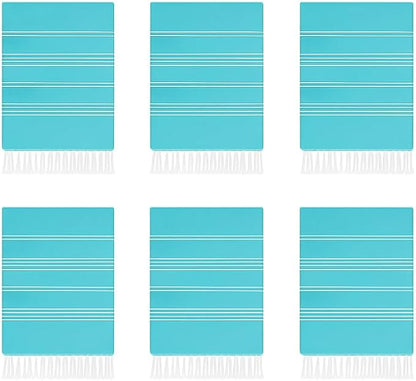 HAVLULAND Turkish Cotton Beach Towels, Bath Towel, Oversized 72"x40", Quick-Dry, Absorbent, Lightweight, Sand-Free, Ideal for Beach, Pool, Yoga, Travel, Camping Pack of 6 Turquoise