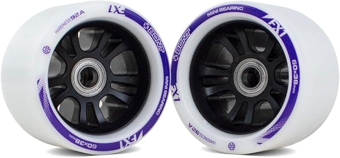 Bont FX1 Roller Skate Wheels with 688 Mini Bearings - Derby and Indoor Speed Quad Skating - Pack of 8 with bearings