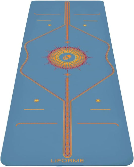 Liforme Printed Yoga Mat Collection - Free Yoga Bag Included - Patented Alignment System, Warrior-like Grip, Non-Slip, Eco-friendly, Sweat-resistant, Long, Wide and Thick for Comfort
