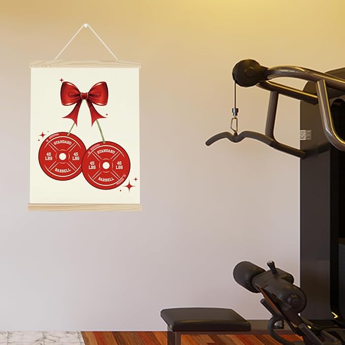 Gym Bow Dumbbell Motivational Posters College Dorm Posters Gifts for Girls Friends Gym Flag Wall Art Decor Sign for Home Gym Bedroom Office