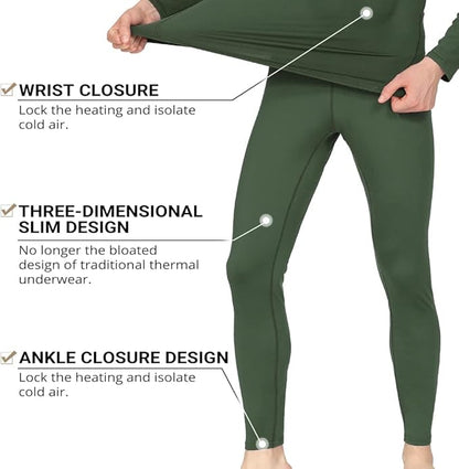 HEROBIKER Long Johns Thermal Underwear for Men Skiing Winter Warm Hunting Gear Fleece Lined Base Layer Set Top Bottom