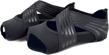 ABIRAM Yoga Socks Toeless Non-Slip Grips & Straps, for Pilates, Barre, Ballet, Bikram, Workout for Women