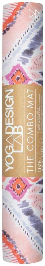 YOGA DESIGN LAB | The Combo Yoga Mat | 2-in-1 Mat+Towel | Eco Luxury | Ideal for Hot Yoga, Power, Bikram, Ashtanga, Sweat | Studio Quality | Includes Carrying Strap!
