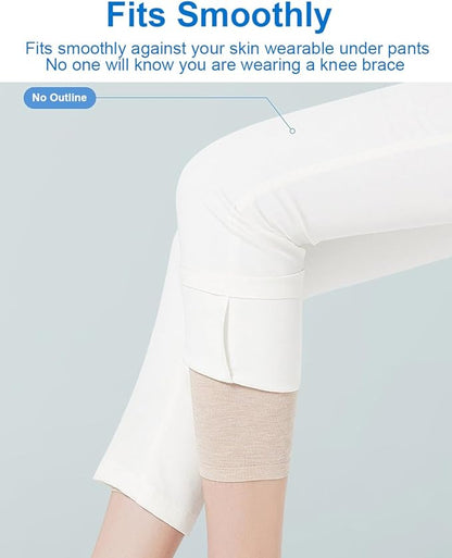 2 Pairs Knee Compression Sleeves for Women, Lightweight Thin Knee Sleeves for Knee Pain Relief, Knee Warmers Knee Brace Undersleeve, Knee Brace for Daily Use