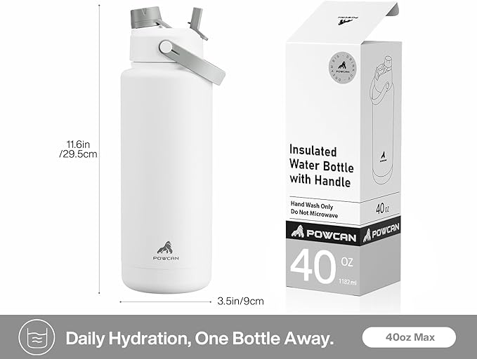 40 oz Insulated Water Bottle with 2-in-1 Straw and Spout Lid, Glow-in-the-Dark, 24H Cold, Leakproof, BPA-Free, Double Wall Stainless Steel for Sports, Gym, Travel, and School (Luminous Flutter)