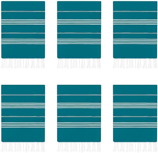 HAVLULAND Turkish Beach Towels Oversized -100% Turkish Cotton Super Soft Lightweight - Absorbent and Quick Drying Bath Towel - Sand Free Beach Towel - Turkish Towels for Adults (Teal, 12 Pack)