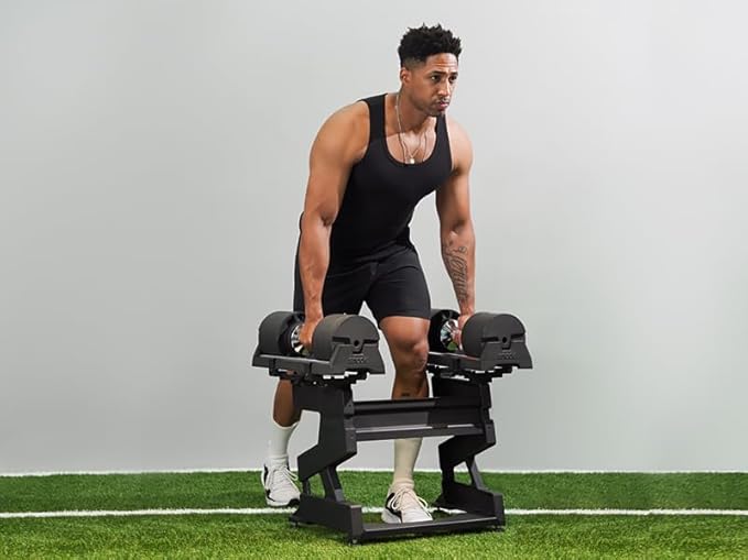 SNODE AD80 Drop Proof 80 lbs Adjustable Dumbbell Set -Adjustable Weights with Cast Iron Plates and Cradle, Knurled Handle, Fast Adjust, Compact Home Gym Equipment for Bench & Press