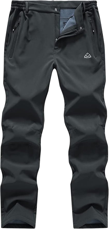Gopune Men's Snow Ski Waterproof Softshell Pants Outdoor Windproof Warm Hiking Insulated Pants