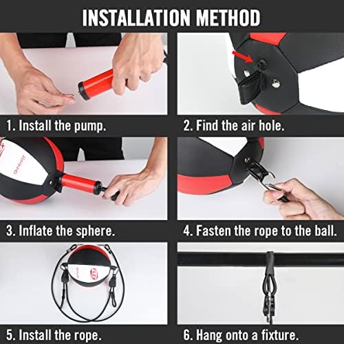 Flex Double End Punching Bag - Bungee Cords w/Special Flex Adjustable System - Durable Bladder Speed Bag - Boxing Training Equipment for Adults - Home Gym Accessories