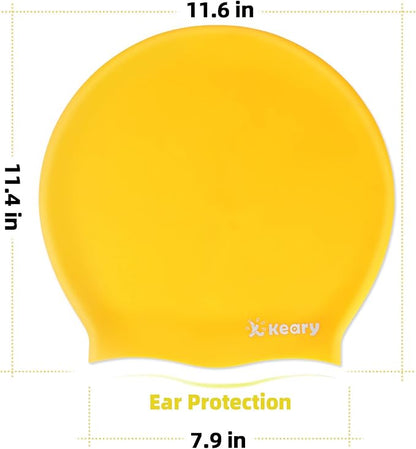Keary Extra Large Swim Cap for Braids and Dreadlocks Extensions Weaves Long Hair, Waterproof Silicone Cover Ear Bath Pool Shower Swimming Cap for Adult Youth to Keep Hair Dry, Easy to Put On and Off