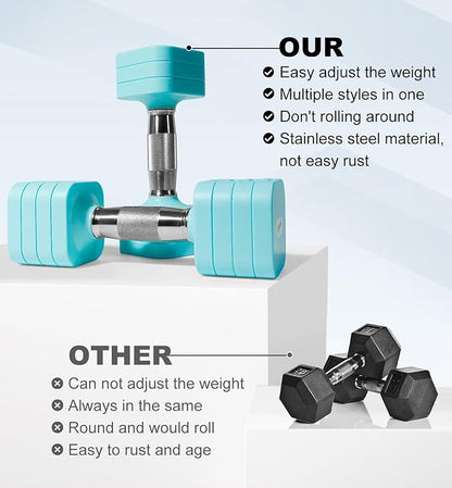 15LB 20LB 50LB Adjustable Dumbbell Set Free Weights Dumbbells Set for Women Men Hand Weights Sets Adjust Dumbbell Weight Sets for Home Gym Exercise Workout Strength Training Equipments