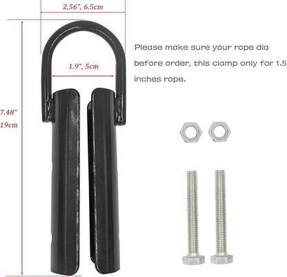 1½" Climbing Rope Clamp, 2 Sets 1.5” Battle Rope Attachment Hook Accessories, Rope Clasp for Rope Climb, Climbing Training Garage Home Gym Workout Fitness Strength Training