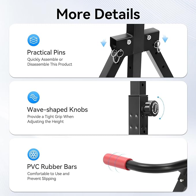 Foldable Power Tower Pull Up Bar Dip Station, 200kg/440.92lbs Triangular Pull Up Bar Station Adjustable, Multi-Function Strength Training Fitness Equipment for Home Gym