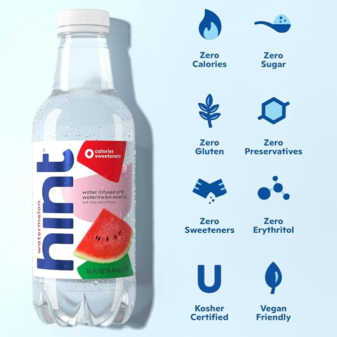 Hint Bottled Water, Red & White Variety Pack Bundle - Purified Flavored Water with Zero Calories, Sugar Free, Natural Flavors - 16 Fl Oz (Pack of 24)