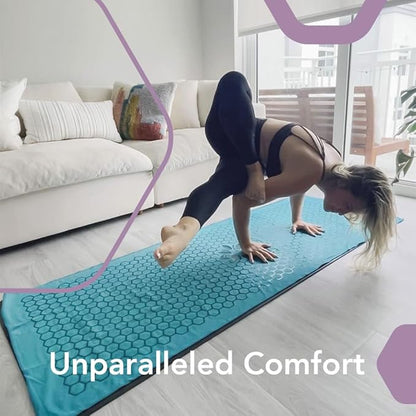 Clever Yoga Non-Slip Hot Yoga Towel – Non-Slip Grip for Hot Yoga, Sweat Absorbent, Honeycomb Silicone Grip, Stays Flat – Ideal for Pilates, Travel, Washable & Lightweight - Turquoise