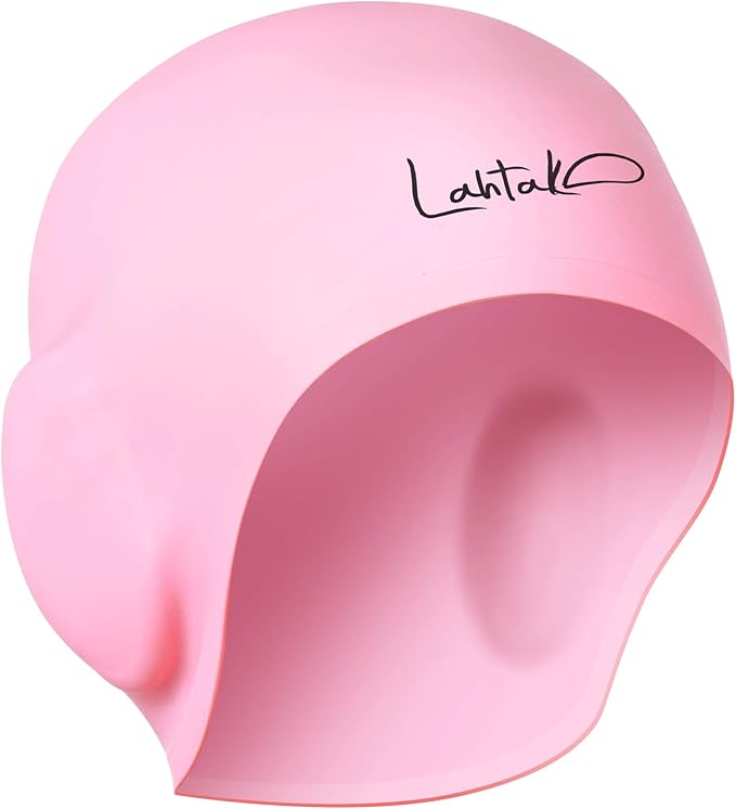 3D Swim Caps - Ear Protection Swimming Cap for Women & Men - Silicone, Waterproof - Fits Long & Short Hair - Adult & Youth