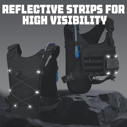 Hydration Vest with 2L Water Bladder for Men and Women,Lightweight Adjustable Hydration Backpack,Reflective Running Hydration Chest Bag for Hiking Climbing Cycling