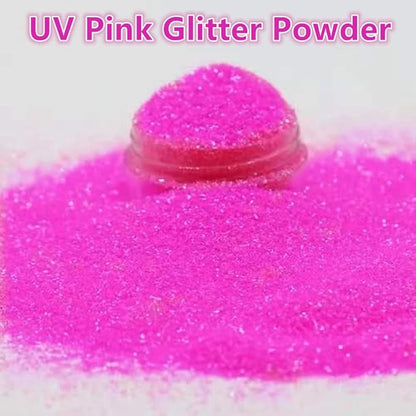 Go Ho UV Pink Hair and Body Glitter Spray, Festival UV Effect Glitter Powder Makeup for Hair/Body/Clothes,Dry Powder Spray Loose Sparkle Makeup,10g