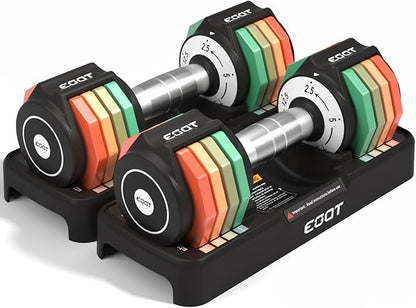 Adjustable Dumbbells Set/Single, 12.5LB/22.5LB/55LB 5 in 1 Free Adjustable Dumbbell Set with Anti-Slip Handle & Rainbow-colored Weight Plates for Home Gym, Weight Set for Women Men