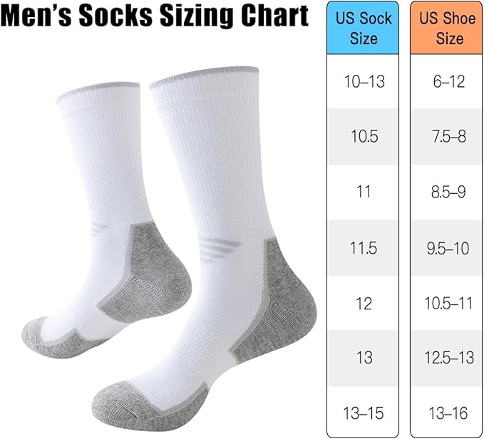 JOYNÉE 5/10 Pairs Mens Lightweight Athletic Crew Socks Cushioned Breathable Long Socks for Sports Running