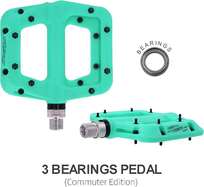 FOOKER MTB Pedals Mountain Bike Pedals 3 Bearing Non-Slip Lightweight Nylon Fiber Bicycle Platform Pedals for BMX MTB 9/16"