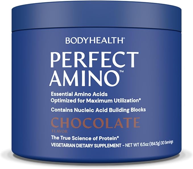 BodyHealth PerfectAmino Powder - BCAA and EAA Powder for Pre and Post Workout - Amino Acid Energy Drink for Men and Women to Support Lean Muscle and Recovery - Chocolate - 30 Servings