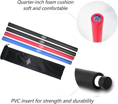 Kali Sticks Martial Arts Foam Padded Escrima Sticks for Safe Practice Training and Sparring with Carry Bag Case - 4 Packs