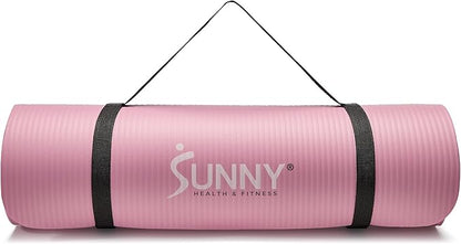 Sunny Health & Fitness Non-Slip Yoga Mat – Durable, Anti-Tear, Lightweight, Cushioned Support for Yoga, Pilates, Stretching Exercises, Meditation and Floor Workouts | Multiple Sizes & Colors