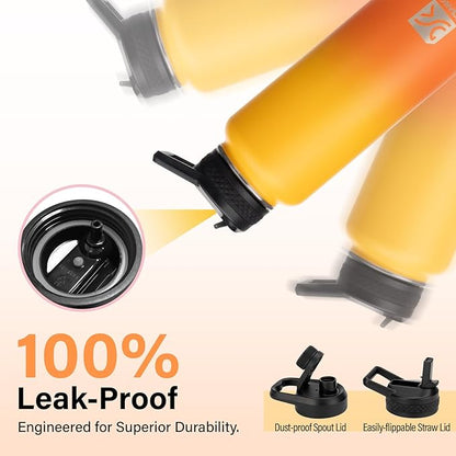 40 oz Insulated Water Bottle | Thickened Stainless Steel Vacuum Metal | Portable Sports Water Jug for Gym and Hiking with Straw, Carrier Bag, Handle Strap | BPA-Free 40 oz