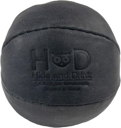 Hide & Drink, Stress Ball, Relieve Fidgeting and Anxiety, Exercise Hand, Squishy Tension Accessory, Great for The Office, Classic Style, Full Grain Leather, Handmade, Charcoal Black