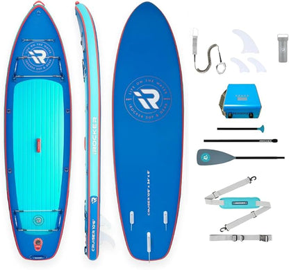 iROCKER Cruiser 7.0 Inflatable Stand Up Paddle Board Premium SUP and Accessories - Beginner Friendly - Extra Wide Base - Tandem Capable