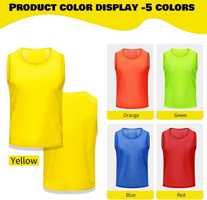 12/24/48PCS Pinnies Youth Team Pennies for Sports Kids and Scrimmage Vests for Soccer Basketball Jersey Practice