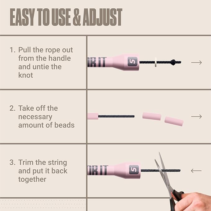 Sportbit Elite Beaded Jump Rope - Adjustable Speed Rope for Fitness, CrossFit, Boxing - Tangle-Free, Lightweight