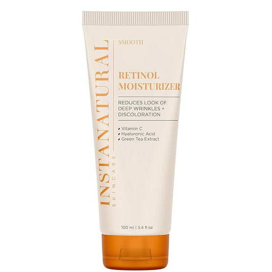 InstaNatural Retinol Moisturizer Nighttime Face Moisturizing Cream, Brightens and Reduces Signs of Aging, Wrinkles, Lines and Discoloration, with Vitamin C and Hyaluronic Acid, 3.4 Fl Oz