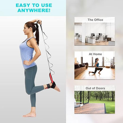 Foot and Calf Stretcher-Stretching Strap For Plantar Fasciitis, Heel Spurs, Foot Drop, Achilles Tendonitis & Hamstring. Yoga Foot & Leg Stretch Strap. (Red)