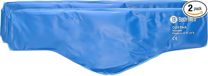 BodyMed Reusable Vinyl Ice Pack (2-Pack) for Neck - Professional Grade Cold Therapy for Injuries, Aches, Swelling, Bruises, Sprains - 23 in. Long (Neck Contour)