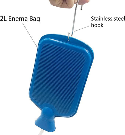 Enema Kit – 2L Enema Bag– 5.0ft. Long Silicone Hose – 5 Multi-Size Reusable Tips – Controlled Water Flow – for Colon Detox Cleanse Enemas